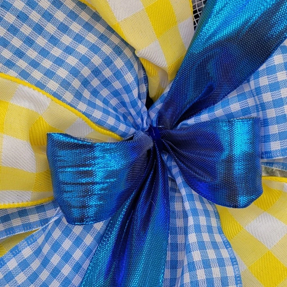 Sunflower Pumpkin Welcome Blue Orange Sunflower Pancake wreath  Holiday decor